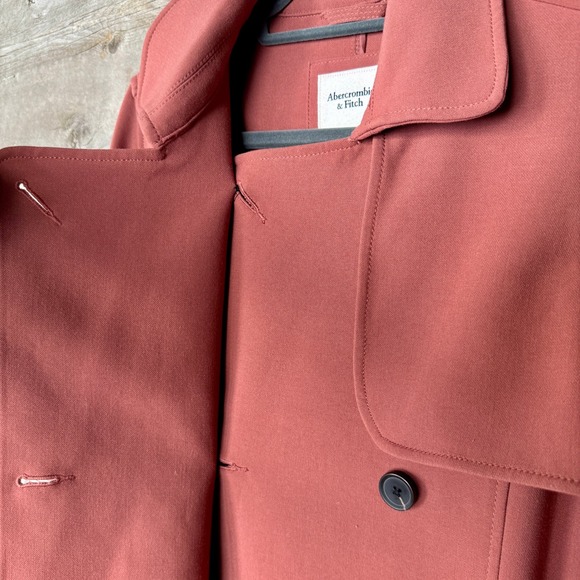 Abercrombie & Fitch Womens Drape Trench Coat Belted Rust Terracotta Size M - Picture 7 of 12